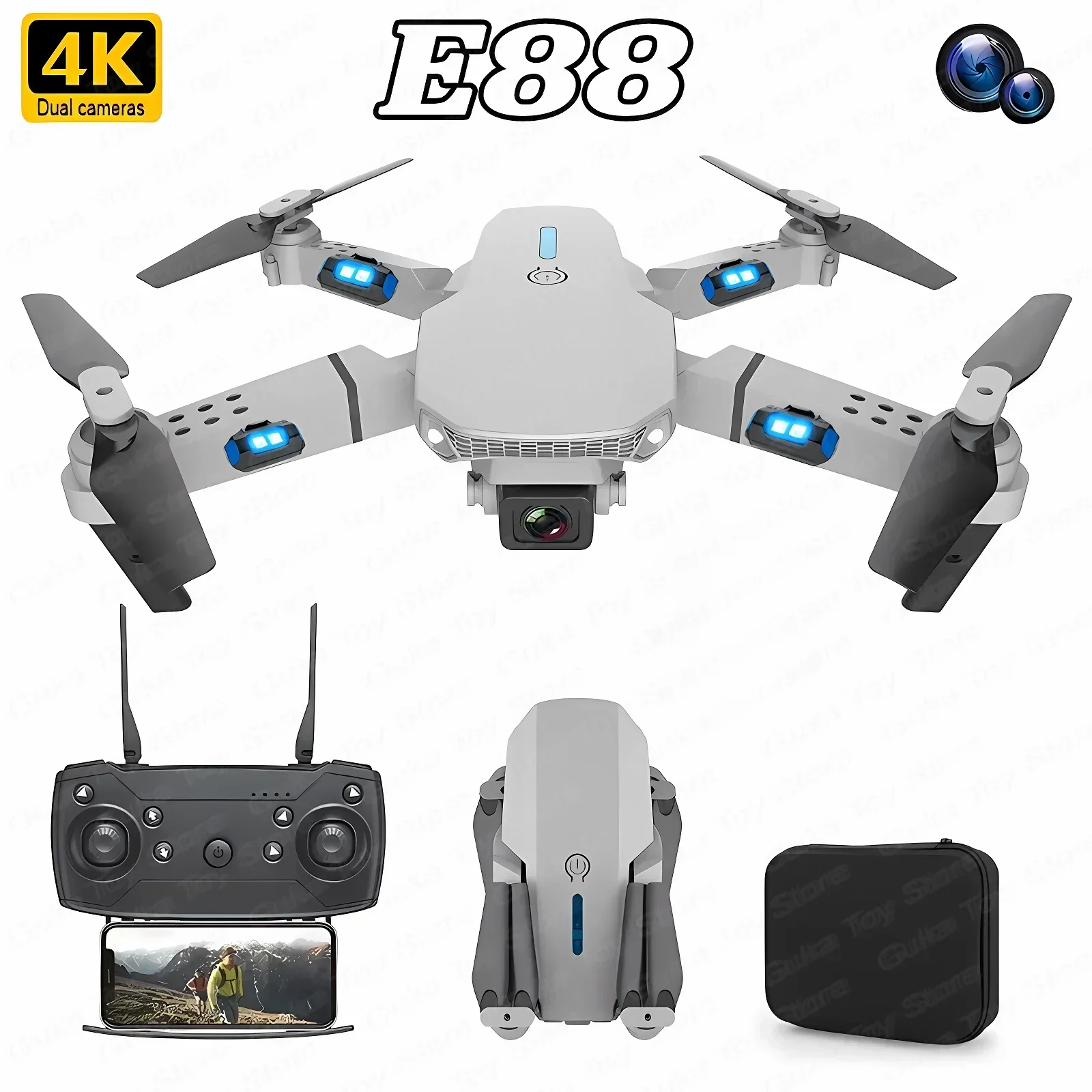 E88 Pro WIFI FPV Дрон Широкоуг – обзор и цена Drone E88Pro Rc 4K